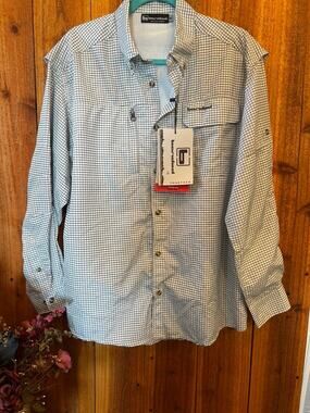 Banded Mens M Grey Plaid Short Sleeve Vent Fishing Shirt UPF40 $60 MSRP NWT
